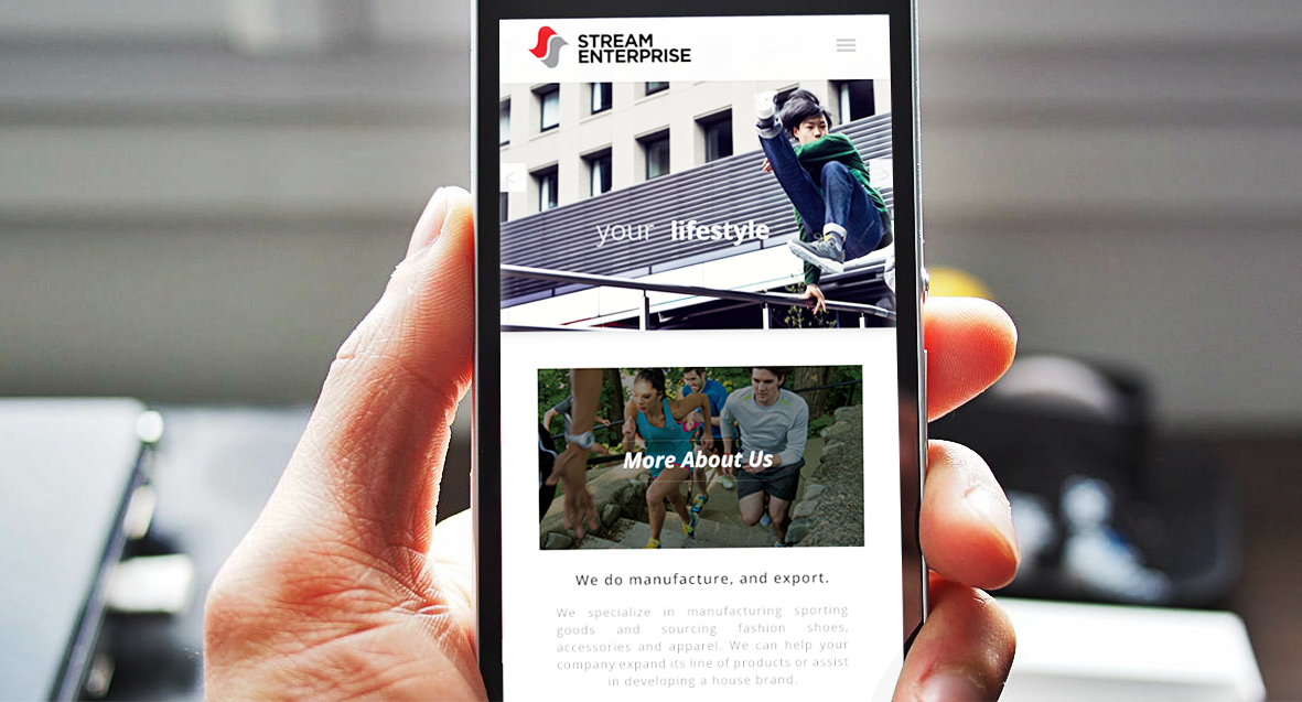 Stream Enterprise website responsive view for mobile phone.